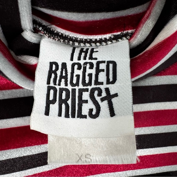TheRagged Priest TROUBLE Striped Mock Neck Long Sleeve XS velvety streetwear - Picture 3 of 9